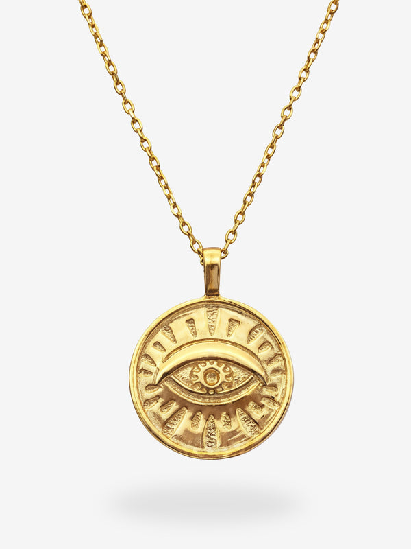 Ezaria Kette mit Nazar-Auge als Anhänger aus 316L Edelstahl, 18K vergoldet