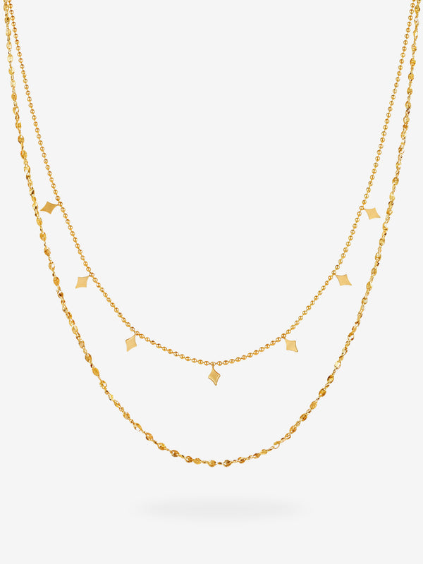 Zelina Layers Kette in Gold, zwei Reihen mit kleinen Rauten