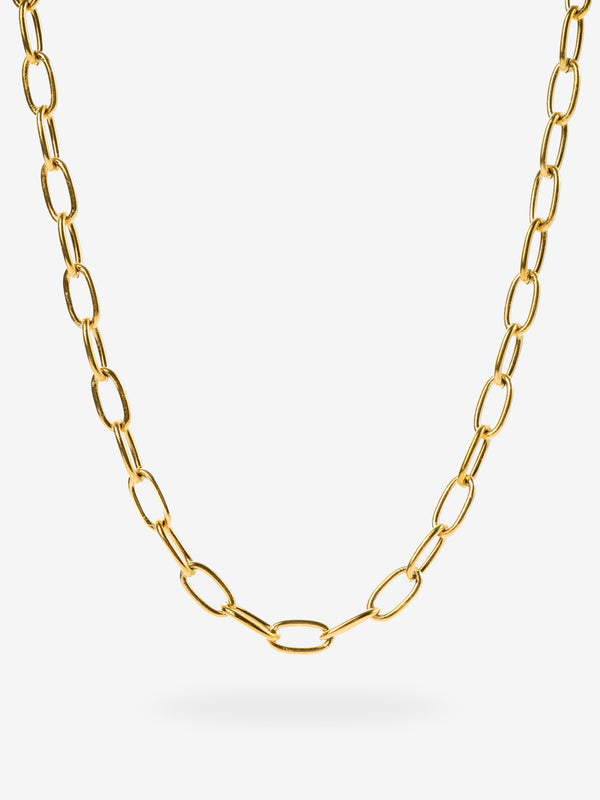 Marva Kette, goldene Paperclip-Gliederkette aus 316L Edelstahl, 18K vergoldet