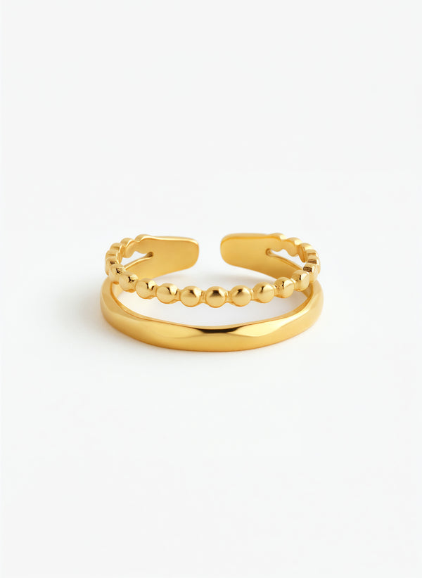 Nayomi Ring, zweireihig mit Kugelreihe aus 316L Edelstahl