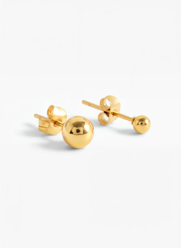 Mino Ohrstecker als Kugel-Duo aus 316L Edelstahl, 18K vergoldet