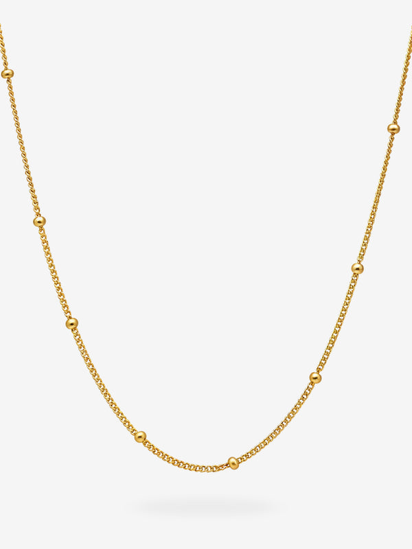 Enira Kette in Gold, feine Kette mit kleinen Kugeln
