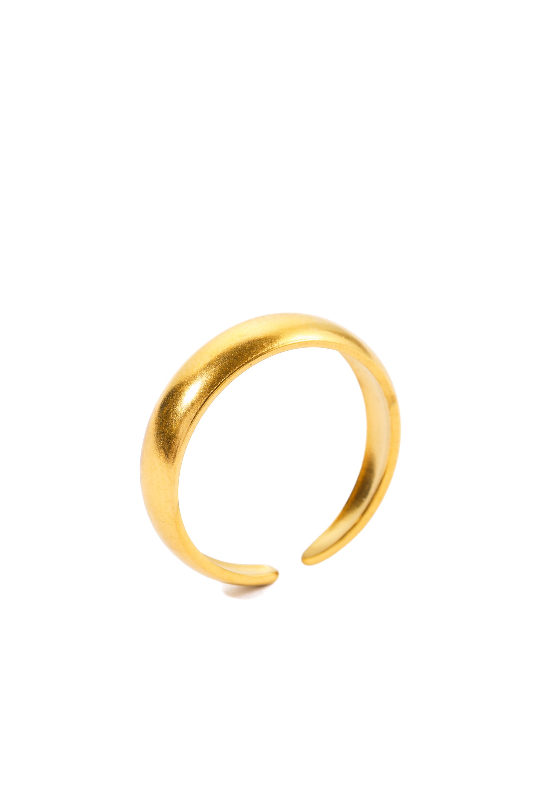 Aralyn Ring – Edelstahl 18K vergoldet, schlichter Ring mit glatter Oberfläche, freigestelltes Produktfoto