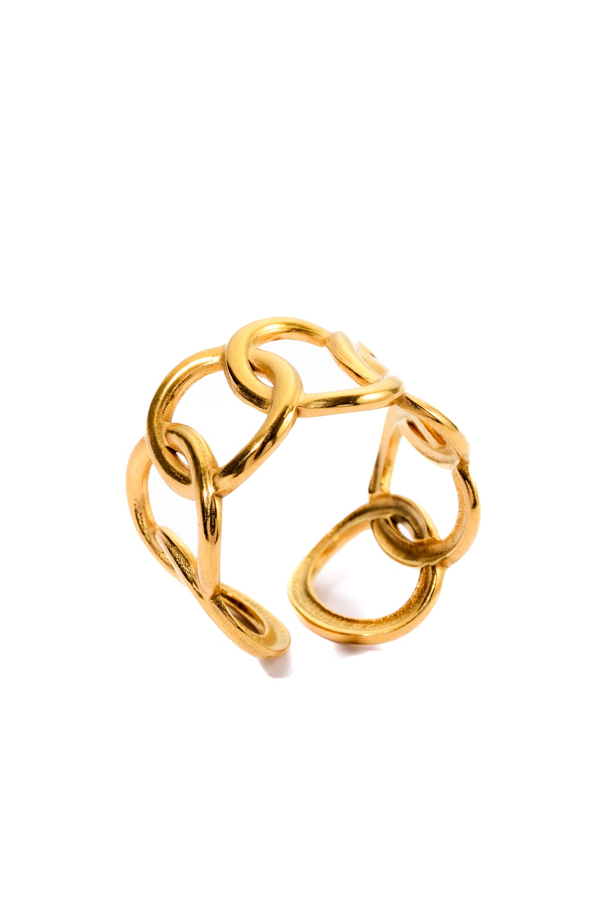 Eloura Ring – Edelstahl 18K vergoldet, Kettenglieder-Ring im Chunky-Design, freigestelltes Produktfoto