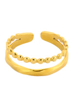 Nayomi Ring – Edelstahl 18K vergoldet, zweireihiger Stacking-Ring, freigestelltes Produktfoto