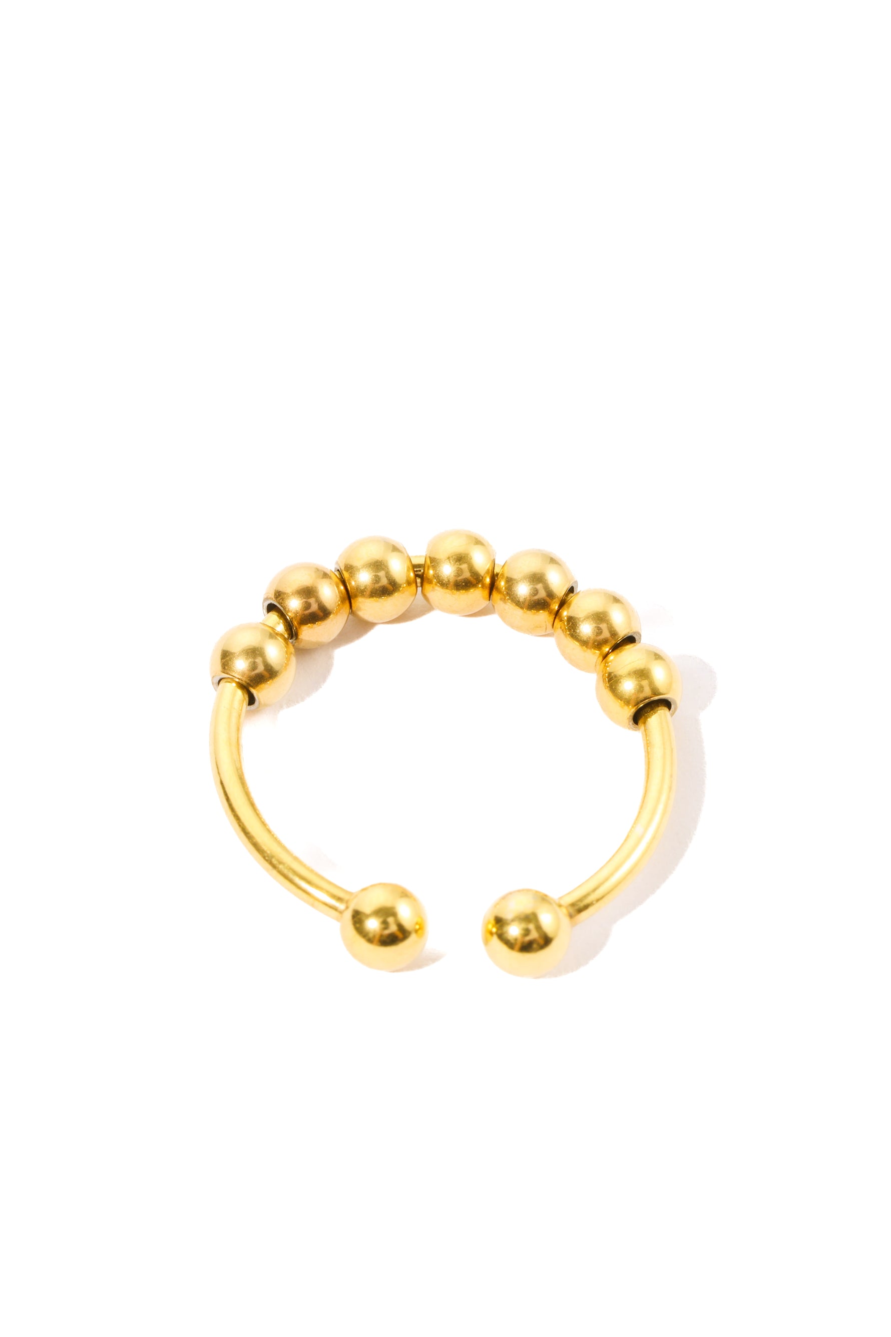 Yariel Ring – Edelstahl 18K vergoldet, Ring mit Kugelstruktur, freigestelltes Produktfoto
