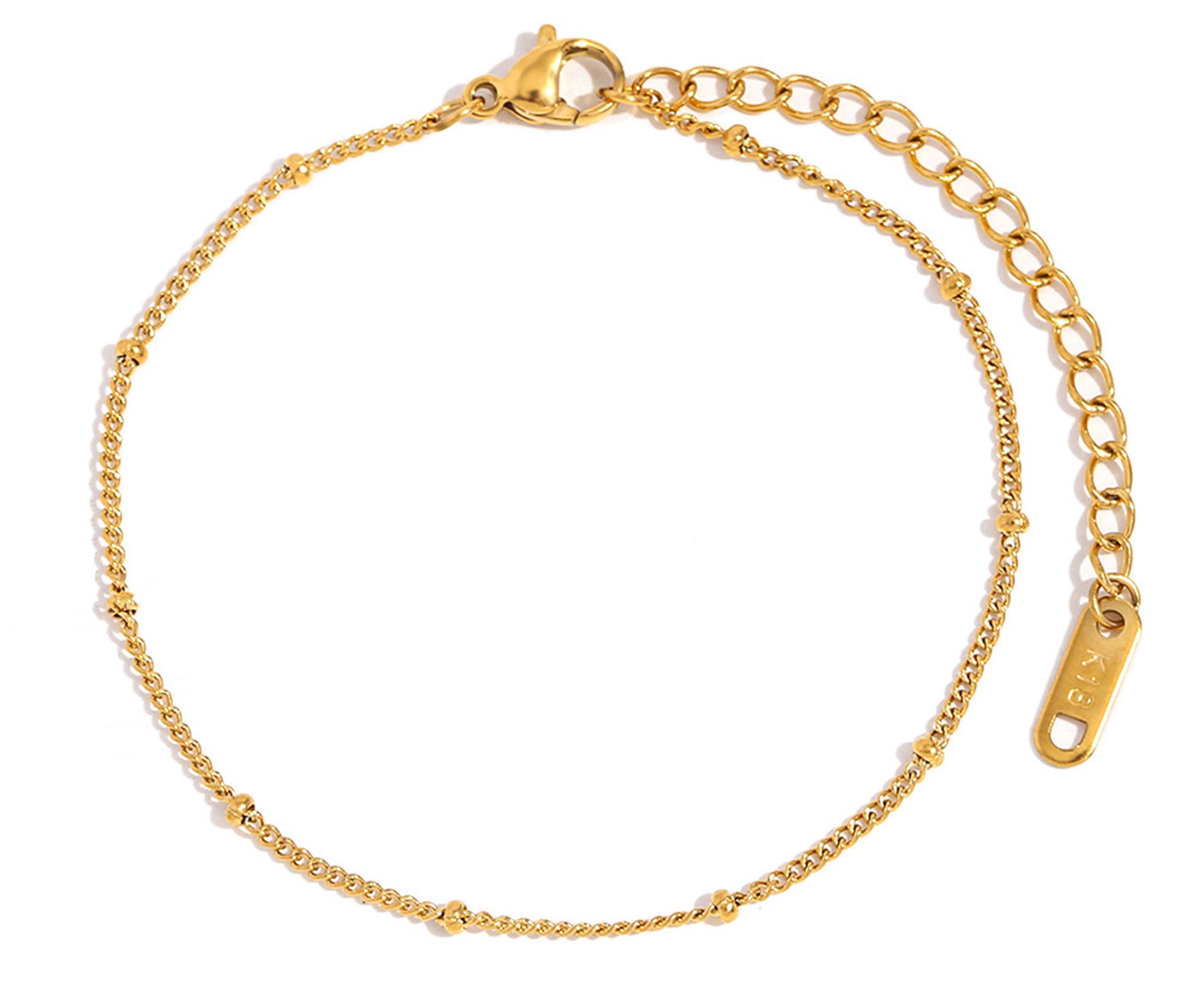 Freisteller-Bild vom Enira Armband mit Goldkügelchen, filigranes Gliederarmband aus Edelstahl 18K vergoldet
