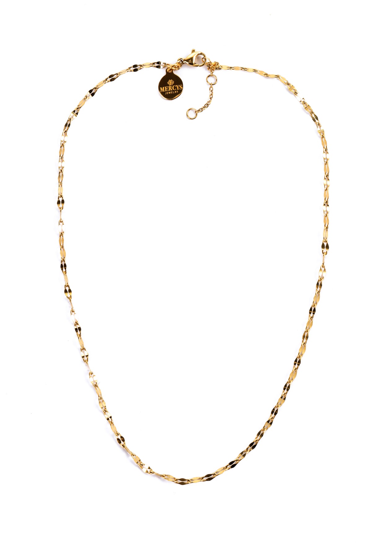 Aurora Layers Kette – Edelstahl 18K vergoldet, Gliederkette und Verschluss, freigestelltes Produktfoto