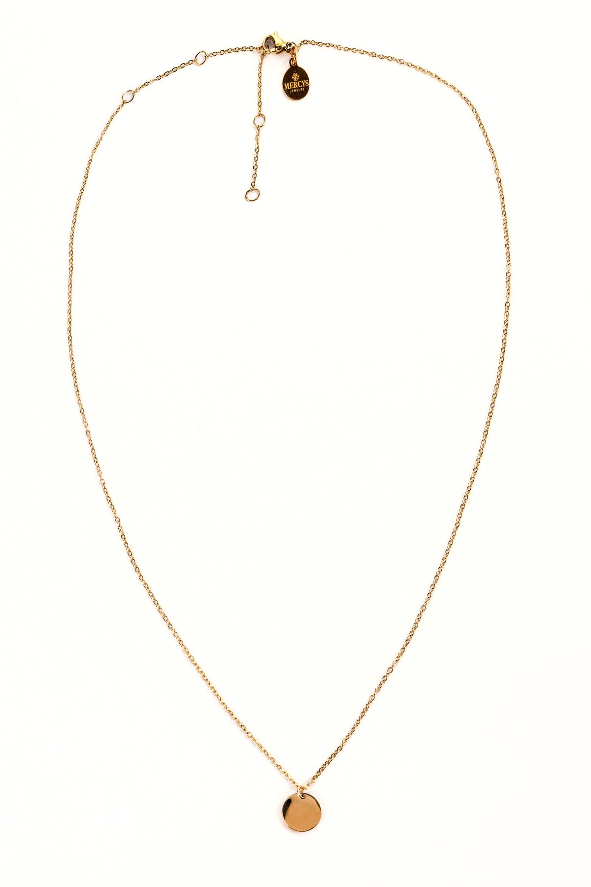 Elysian Layers Kette – Edelstahl 18K vergoldet, Kette mit kleinem Coin-Anhänger und Verschluss, freigestelltes Produktfoto