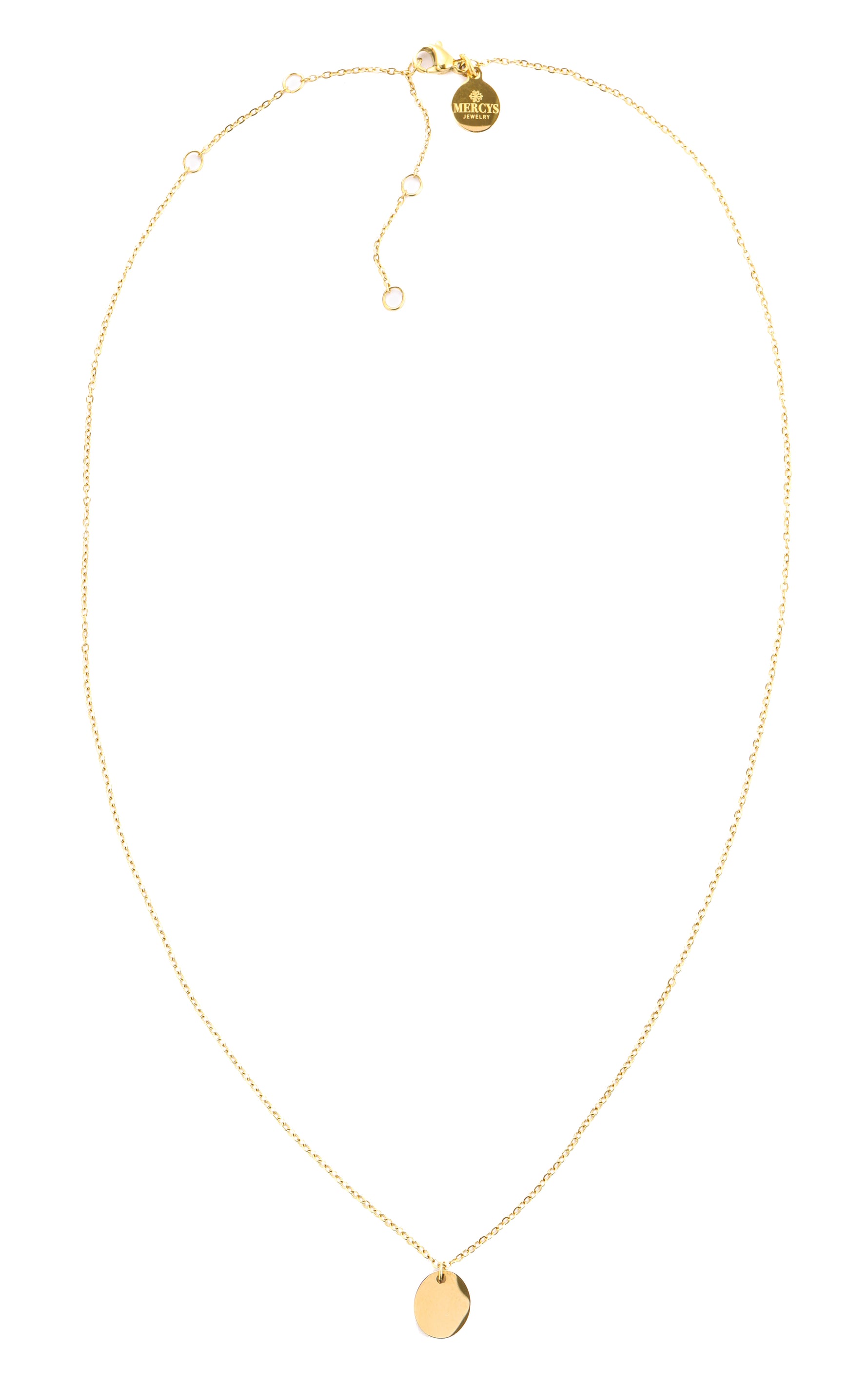 Vela Layers Kette – Edelstahl 18K vergoldet, mehrreihige Layering-Kette mit rundem Coin-Anhänger und Verschluss, freigestelltes Produktfoto