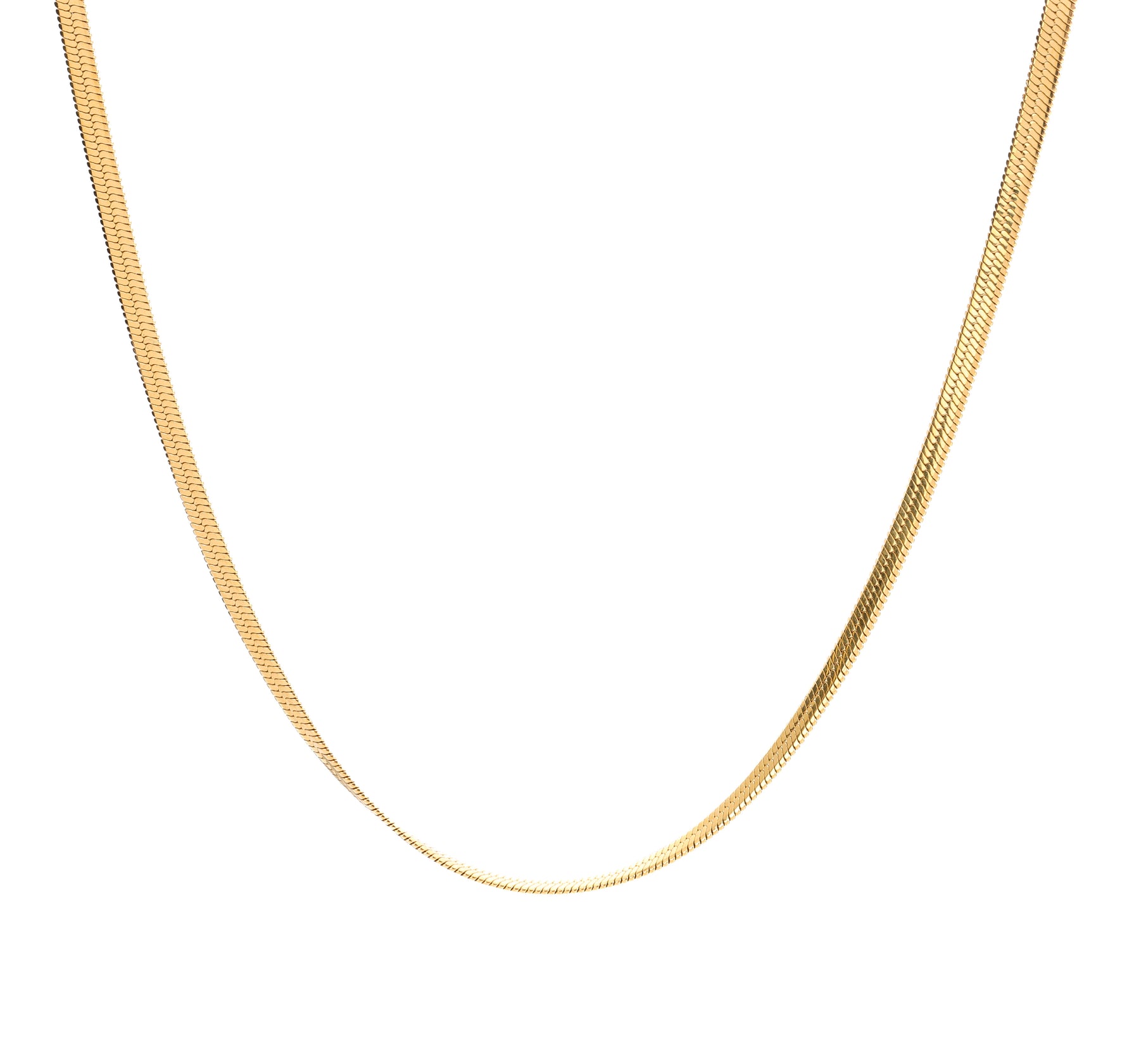 Velira Halskette – Edelstahl 18K vergoldet, Sleek-Snake-Kette in glatter Form, freigestelltes Produktfoto