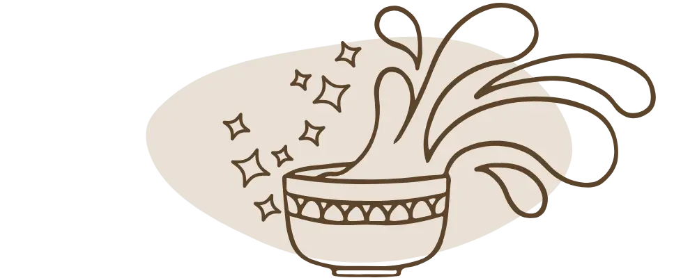 Schale mit Wasser und Glanzstern – stilisierte Illustration von Mercy’s Jewelry